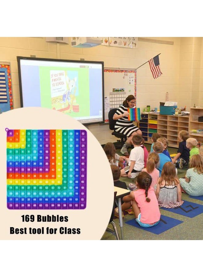 PETBSNVB Multiplication 12x12, Addition 1-12, Math Fidget Popper, Learn Multiplication, Addition with Pop Fidget Toy, Learning Tools for Students and Children, Bubble Sensory Rainbow (Rainbow-Purple) - Image 4