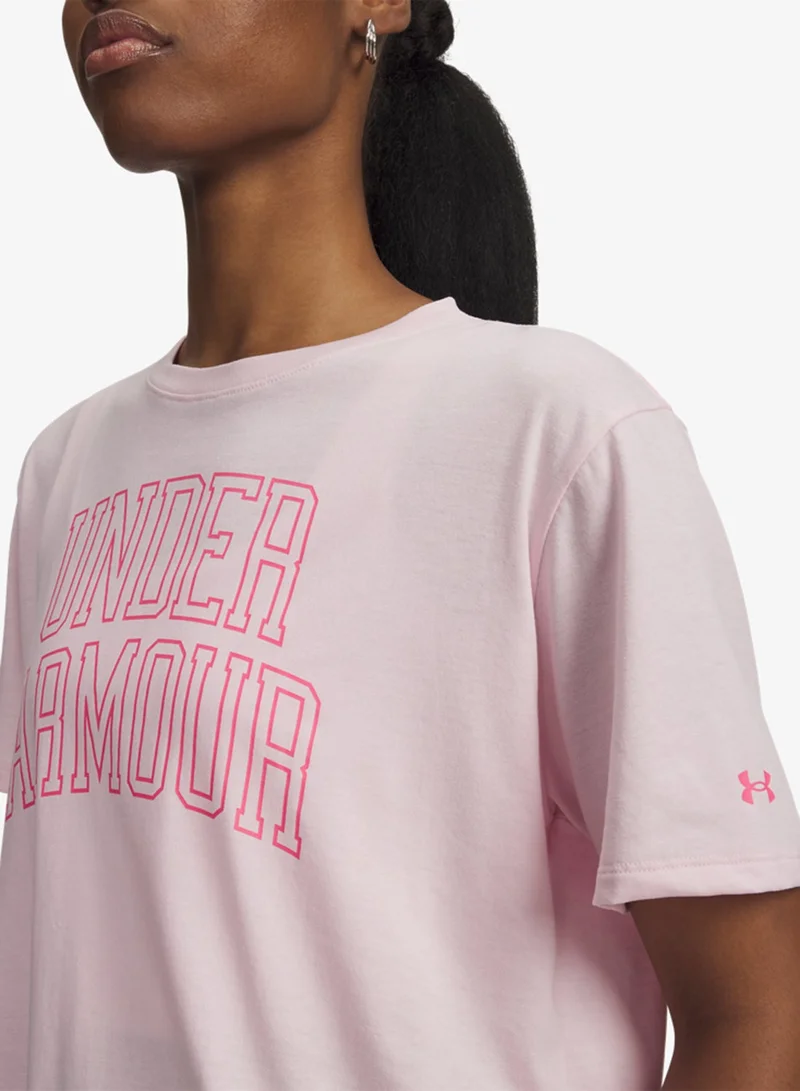 UNDER ARMOUR  Oversized Campus Graphic T-Shirt for Women | Best Price UAE