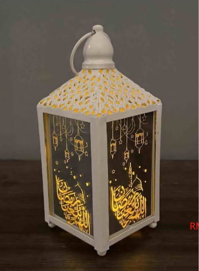 رمضان فانوس شنقا ضوء عيد مبارك عنصر ضوء عيد رمضان الإسلامية مصباح داخلي المنزل حزب ديكور مهرجان الإضاءة (الذهب ، كبير) - Image 1