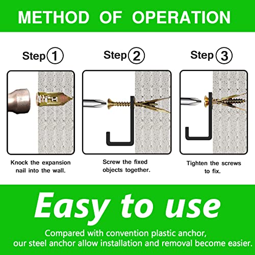 DASEMKO 200 PCS Zinc Plated Steel Self-Drilling Anchors，Self Drilling Drywall Anchors Easy Application No Drill or Holes in Wall (100 PCS Steel Anchors 0.47X1.18inch and 100 PCS zinc Screw) - Image 3