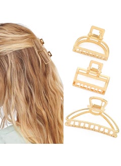 Brinie Metal Claw Hair Clips Set  Gold Medium Catch Nonslip Barrette Hair Accessories for Women and Girls Pack of 3