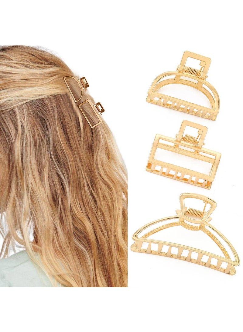 Brinie - Brinie Metal Claw Hair Clips Set  Gold Medium Catch Nonslip Barrette Hair Accessories for Women and Girls Pack of 3 - Image 1