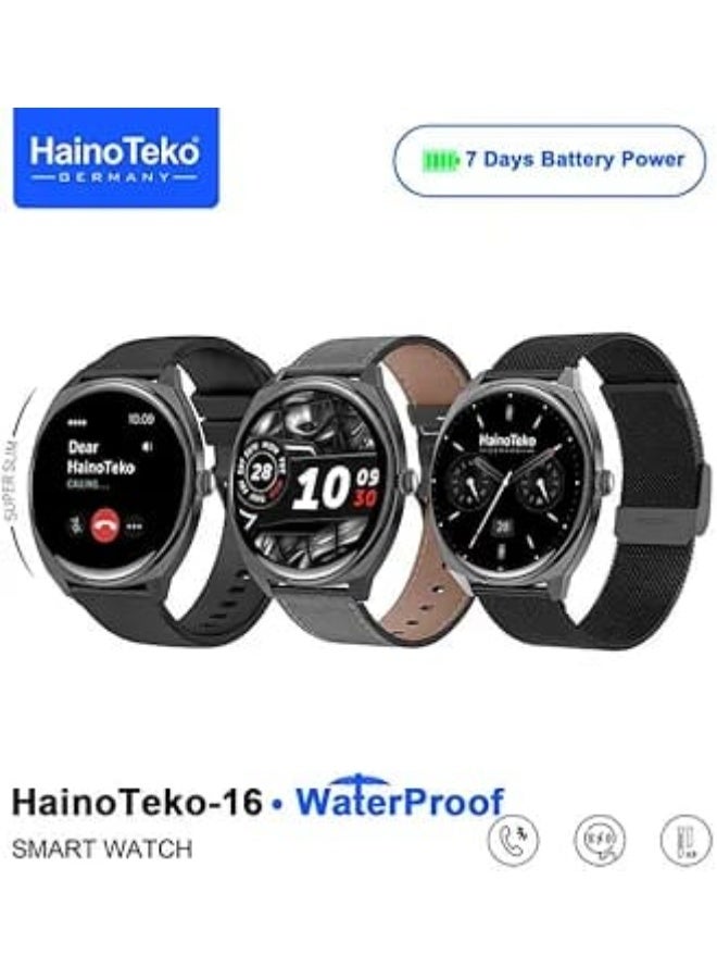 HainoTeko-16 AMOLED Bluetooth Calling Smartwatch with 3 Strap Set - Image 2