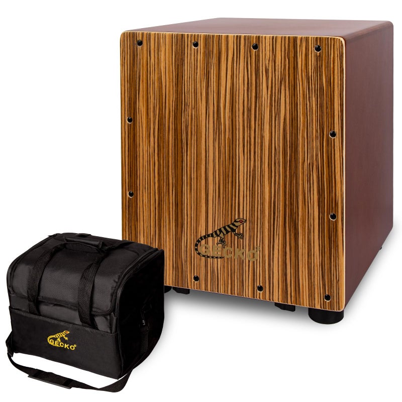 GECKO Cajon Drum Box with Snare and Bass Tone for Acoustic Music, 12" Percussion Instrument with Internal Adjustable Guitar Strings for Beginners and Professional, Compact Size - Image 1