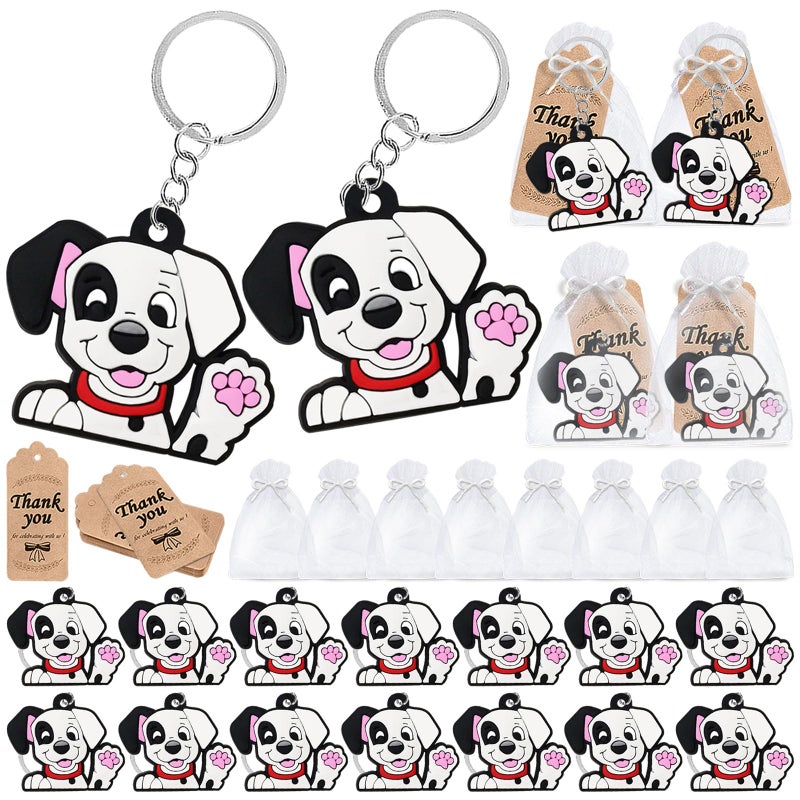 CiciBear 60 Pack Dog Party Decorations for Guests 20 Dalmatian Keychains 20 Tags and 20 Gift Bags for Dalmatian Spotty Dog Puppy Pet AnimalsLets Pawty Party Birthday Baby Shower