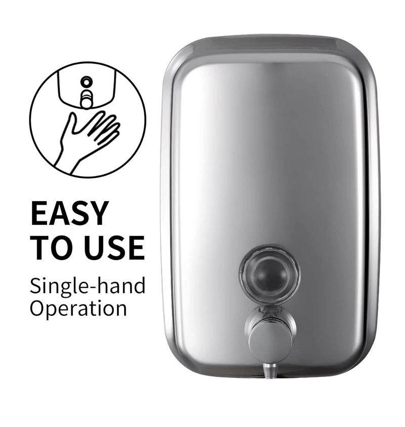 TARGET HYGIENE Commercial Soap Dispenser Wall Mount Stainless Steel Wall Mounted Soap Dispenser for Bathroom New Superior Design with Premium AntiLeak Pump and CorrosionProof Lining 500ml - Image 4