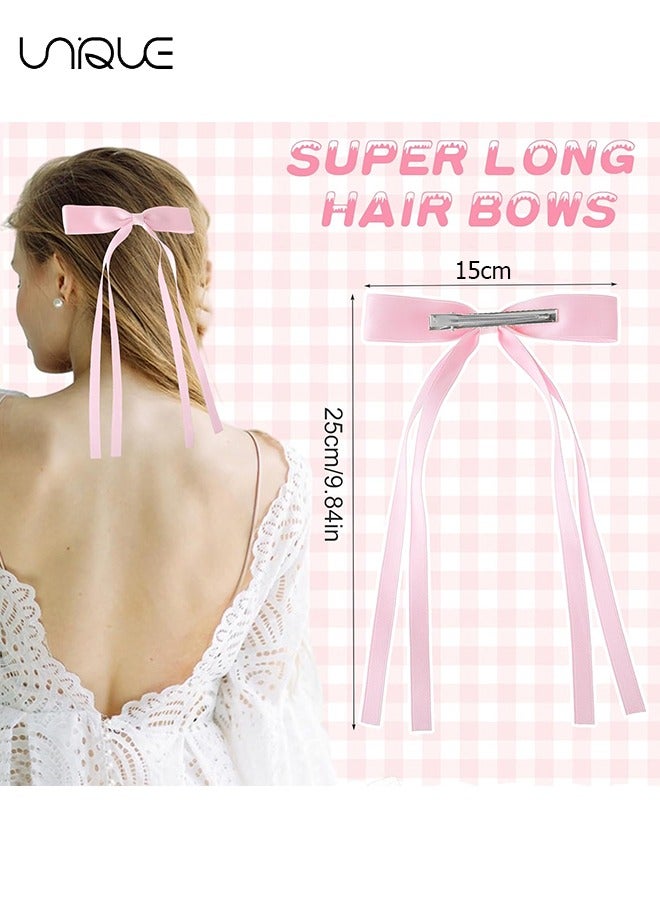 Unique 4 Pcs Hair Clip - Satin Butterfly Knot Hair Clip - Black & Pink Bow Hair Dress Up Accessories for Party/Show/Wedding - Image 2