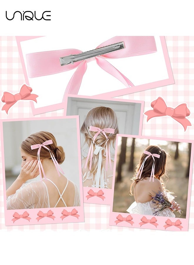 Unique 4 Pcs Hair Clip - Satin Butterfly Knot Hair Clip - Black & Pink Bow Hair Dress Up Accessories for Party/Show/Wedding - Image 3