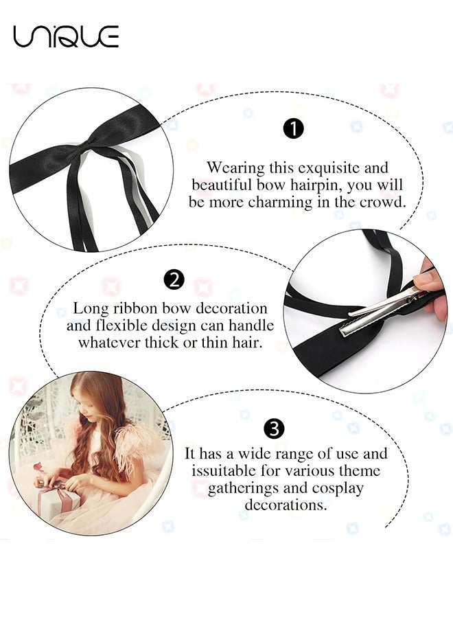 Unique 4 Pcs Hair Clip - Satin Butterfly Knot Hair Clip - Black & Pink Bow Hair Dress Up Accessories for Party/Show/Wedding - Image 5