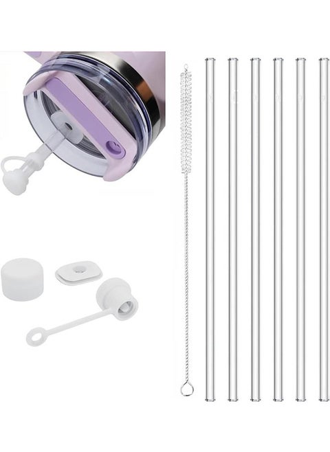 Straws for Cup,Spill Proof Straw Stopper,6 Reusable Straws Leak Proof Straw Cap Accessories for Cup,Clear