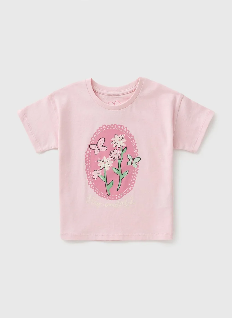 Matalan Girls Pink Flower T-Shirt