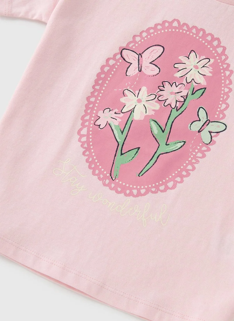 Matalan Girls Pink Flower T-Shirt