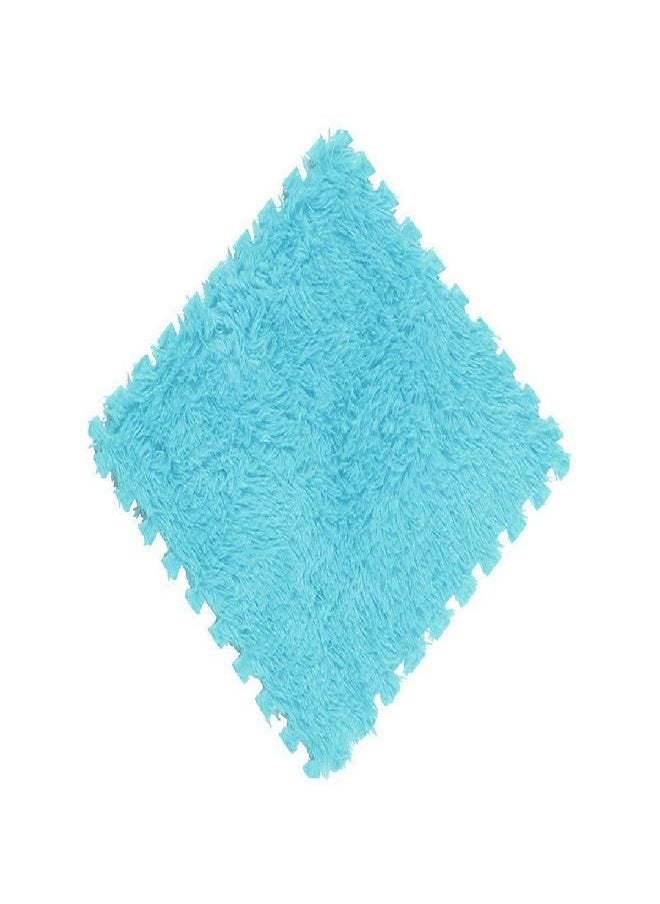 LKXHarleya LKXHarleya 16pcs Interlocking Foam Mats, Fluffy Carpet Tiles Plush Area Rug Interlocking Floor Tiles Soft Baby Playmat Puzzle Floor Mat, Blue  - Image 4