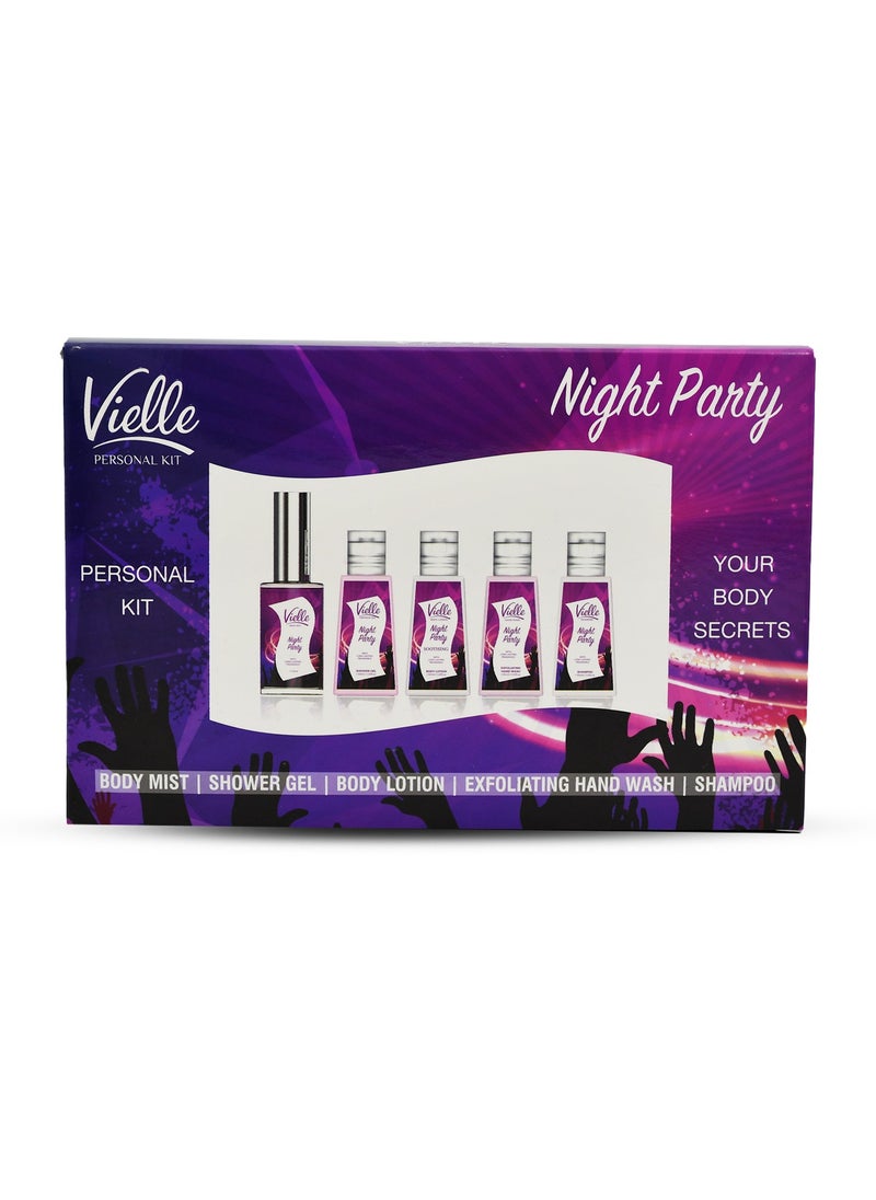 Vielle Night Party Personal Kit Long Lasting Fragrance + Shower Jel + Body Lotion + Hand Wash + Shampoo  - Image 1
