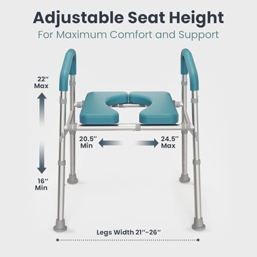 PELEGON Raised Toilet Seat with Handles (400lb) - Adjustable Height & Width Toilet Chair with Arms, Toilet Riser with Handles, Toilet Chair Over Toilet, Handicap Toilet Seat for Elderly (Grey) - Image 4