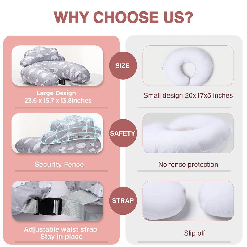 PILLANI Nursing Pillow â€“ Breastfeeding Pillows with Security Fence for Enhanced Support & Comfort â€“ Removable Cotton Cover, Adjustable Waist Strap, Newborn Essentials Must Haves Baby Registry Search - Image 5