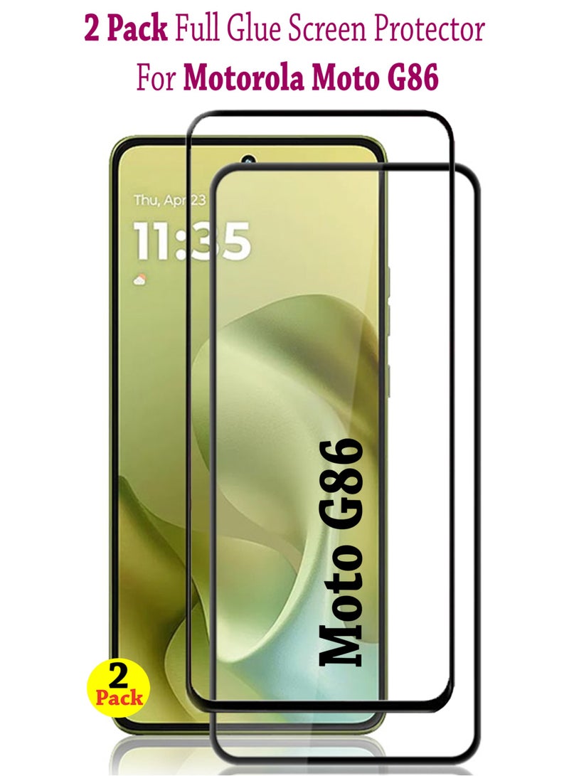 2 Pack Motorola Moto G86 5G Screen Protector | Tempered Glass Compatible with Motorola Moto G86| Screen Protector Full HD Quality Tempered Glass Anti-Scratch Edge to Edge Coverage with Easy Installation Kit - Black - Image 1