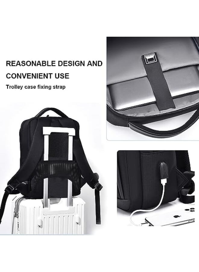 iCozzier - Travel Laptop Backpack With Usb Charging Port And Lock 14 15.6 Inch Computer Business Backpacks For Men College Student Gift Bookbag Casual Hiking Daypack（Black ） - Image 1