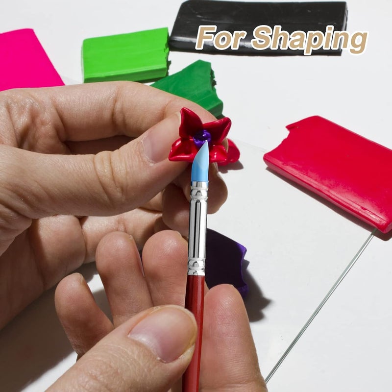 TOPINCN Pottery Clay Sculpting Tool Set 5pcs Rubber Tip Paint Color Shaping Wipe Out Carving Pen Silicon Polymer Head Clay Sculpting Pottery DIY Shaping Carving Tool Rubber Brushes Wipe Out Tools - Image 4