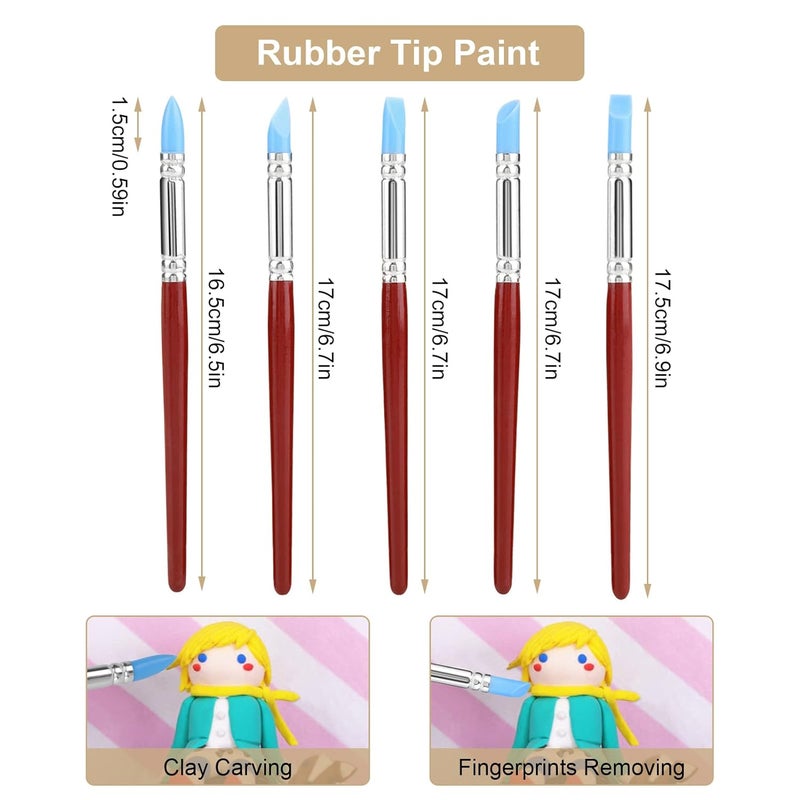 TOPINCN Pottery Clay Sculpting Tool Set 5pcs Rubber Tip Paint Color Shaping Wipe Out Carving Pen Silicon Polymer Head Clay Sculpting Pottery DIY Shaping Carving Tool Rubber Brushes Wipe Out Tools - Image 5