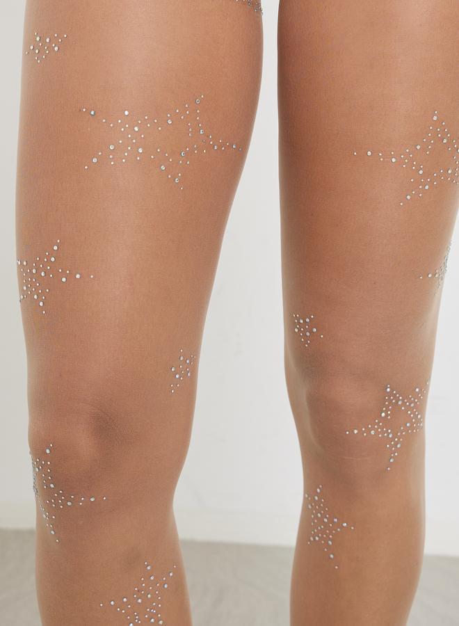 Styli Nude Embellished Stars Stockings - Image 2