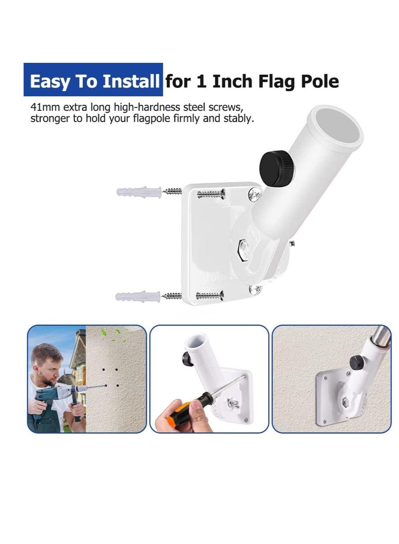 Excefore Flag Pole Bracket Flag Pole Bracket for Outside House Heavy Duty Aluminum Alloy 180° Adjustable Multi Positions Rust Free asy to Adjust Angle and Orientation (White) - Image 4