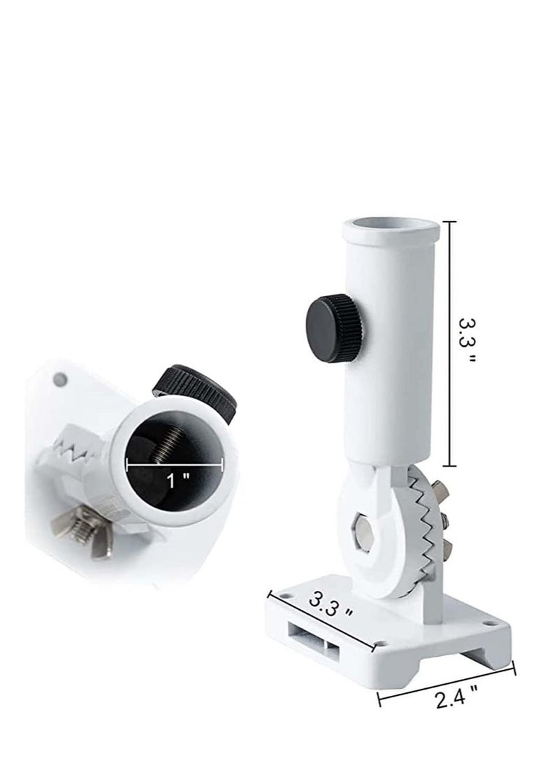 Excefore Flag Pole Bracket Flag Pole Bracket for Outside House Heavy Duty Aluminum Alloy 180° Adjustable Multi Positions Rust Free asy to Adjust Angle and Orientation (White) - Image 3