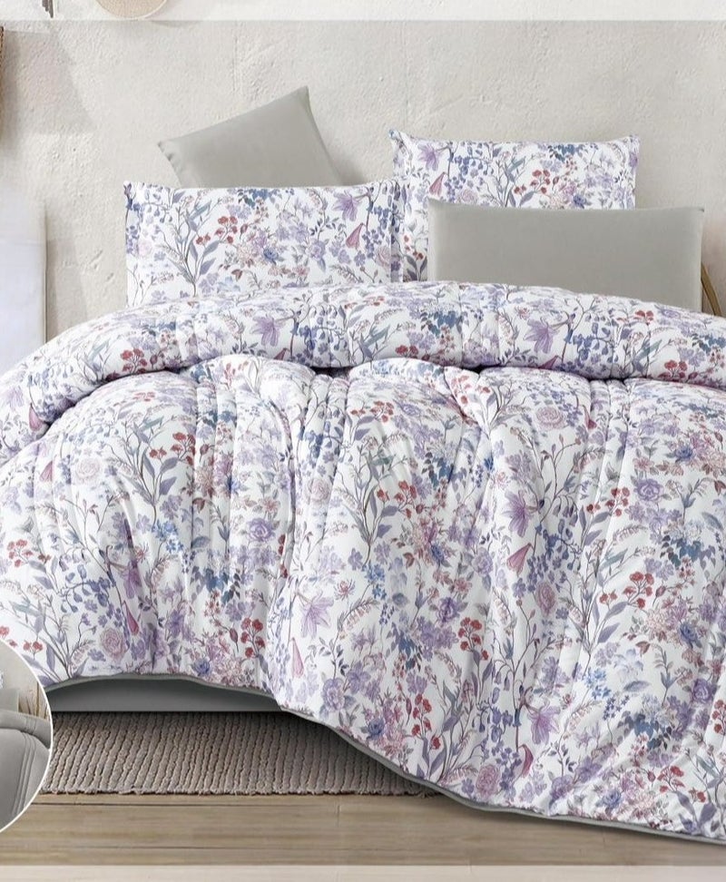 Brides Summer double bed sheet set, 6 pieces, luxurious floral design, microfiber material, size 230*250 cm - Image 1
