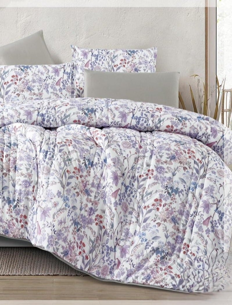 Brides Summer double bed sheet set, 6 pieces, luxurious floral design, microfiber material, size 230*250 cm - Image 2
