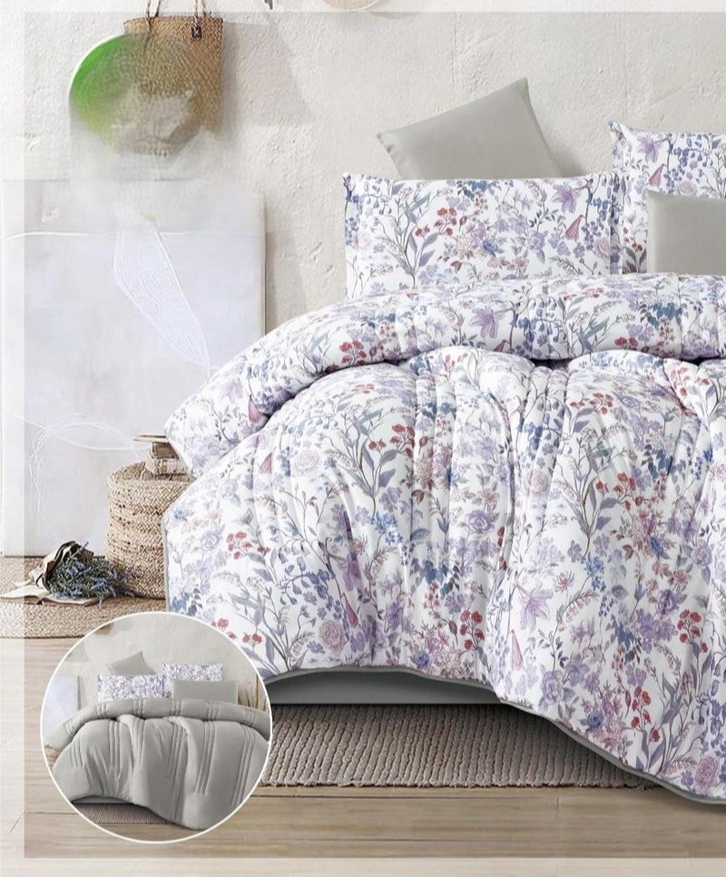 Brides Summer double bed sheet set, 6 pieces, luxurious floral design, microfiber material, size 230*250 cm - Image 3