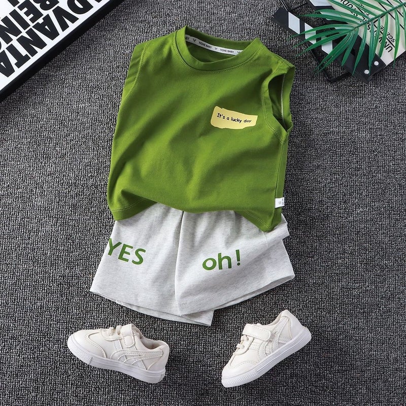Boys'' Summer Outfit Set, New Sleeveless Summer Vest Clothing, Two-Piece Set for Boys and Children, Stylish and Cool for Babies - Image 2