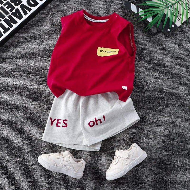 Boys'' Summer Outfit Set, New Sleeveless Summer Vest Clothing, Two-Piece Set for Boys and Children, Stylish and Cool for Babies - Image 1