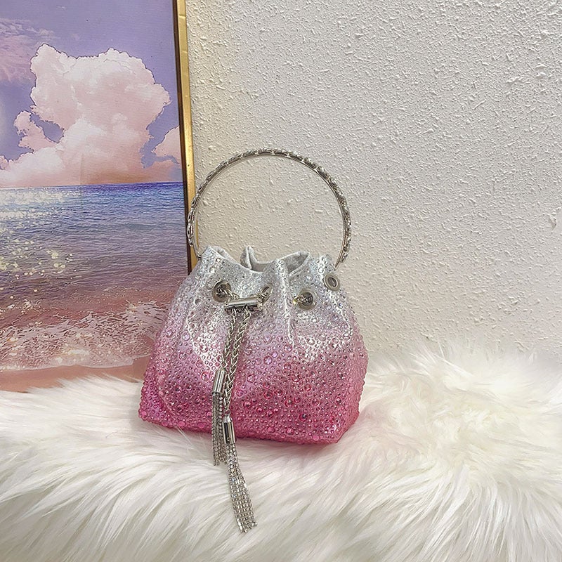 Fashion Mini Exquisite Pleated Bag Shiny Colored Diamond Wave Dot Niche High-End Hand-Carried Crossbody Bag - Image 3