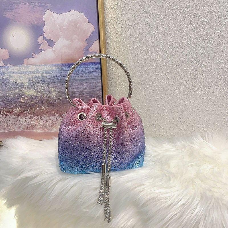 Fashion Mini Exquisite Pleated Bag Shiny Colored Diamond Wave Dot Niche High-End Hand-Carried Crossbody Bag - Image 5