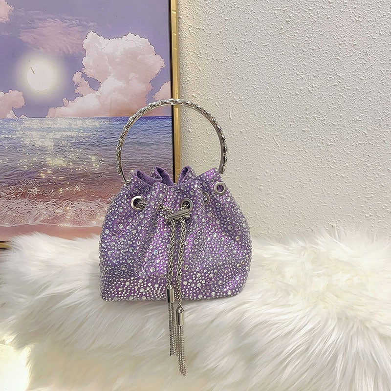 Fashion Mini Exquisite Pleated Bag Shiny Colored Diamond Wave Dot Niche High-End Hand-Carried Crossbody Bag - Image 1