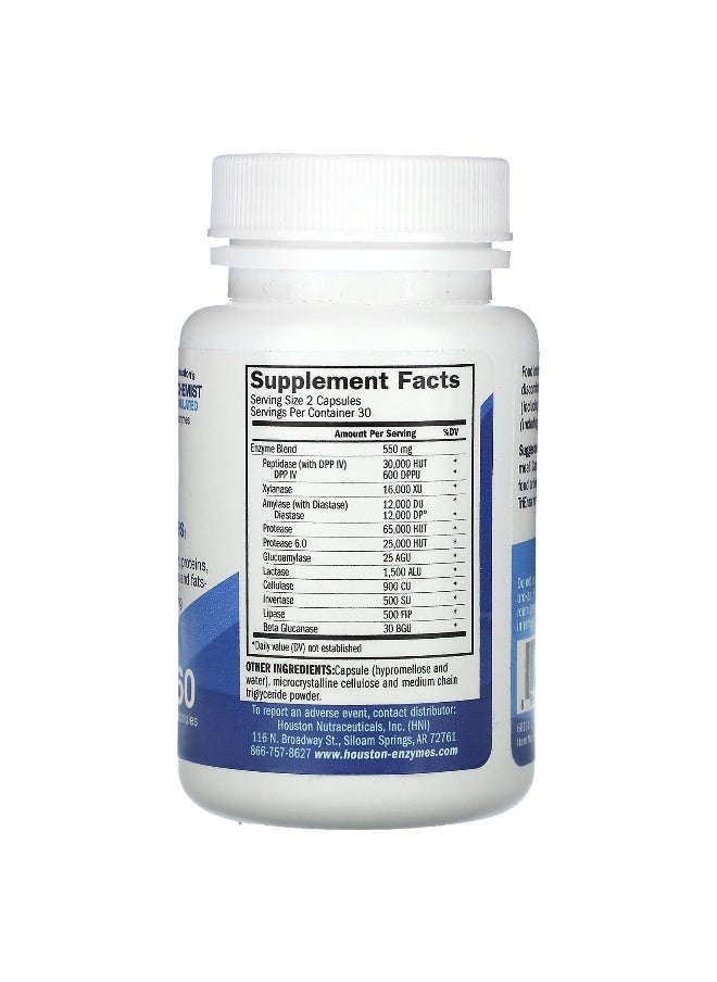 Houston Enzymes Houston Enzymes, TriEnza, Enzyme For Digestive Intolerances, 60 Capsules  - Image 2