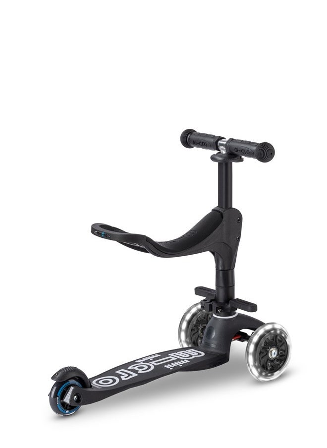 Micro - Micro Scooters- Mini Deluxe 3 in 1 Deluxe Eco -Black | Scooter for Kids | Kids Scooter | Scooter with LED Wheels | Scooter for Kids 3-5 Years - Image 1