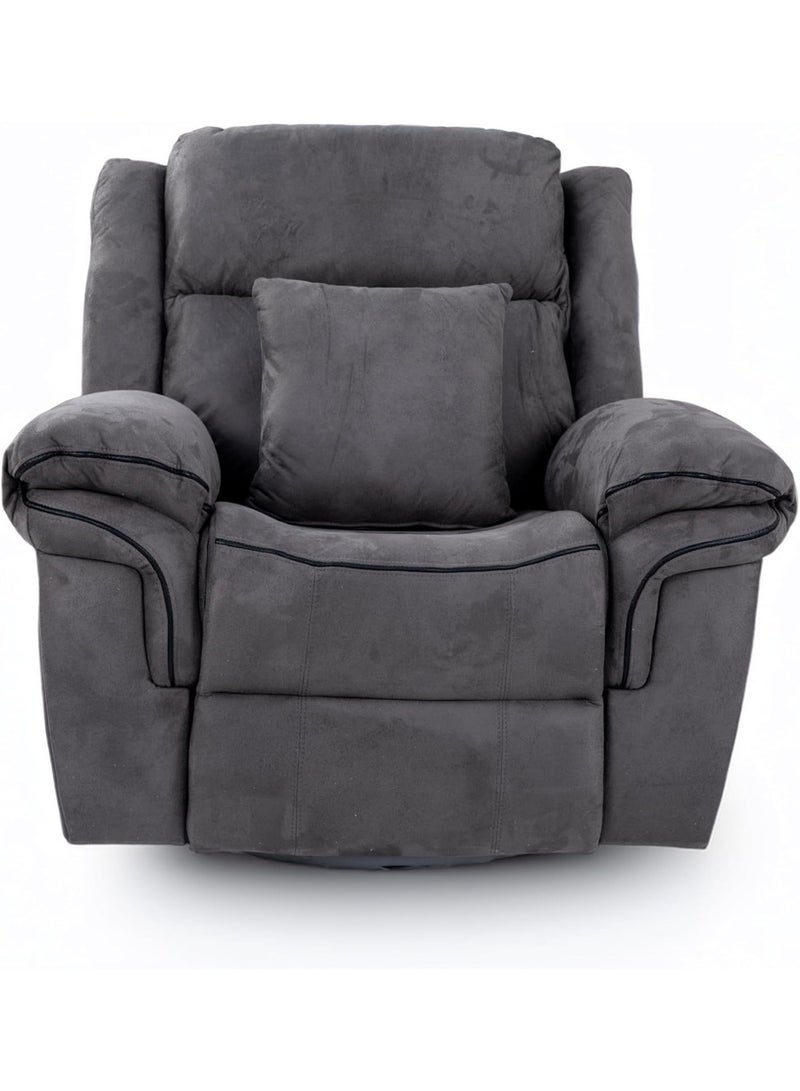 Multi Home Furniture Recliner Chair – Lazy Sofa Chair with Electric Reclining, Side Pocket, 360° Swivel Rocking Motion, Velvet Fabric Recliner Sofa Single Sofa Chair for Living Room, Bedroom (Grey) - Image 3