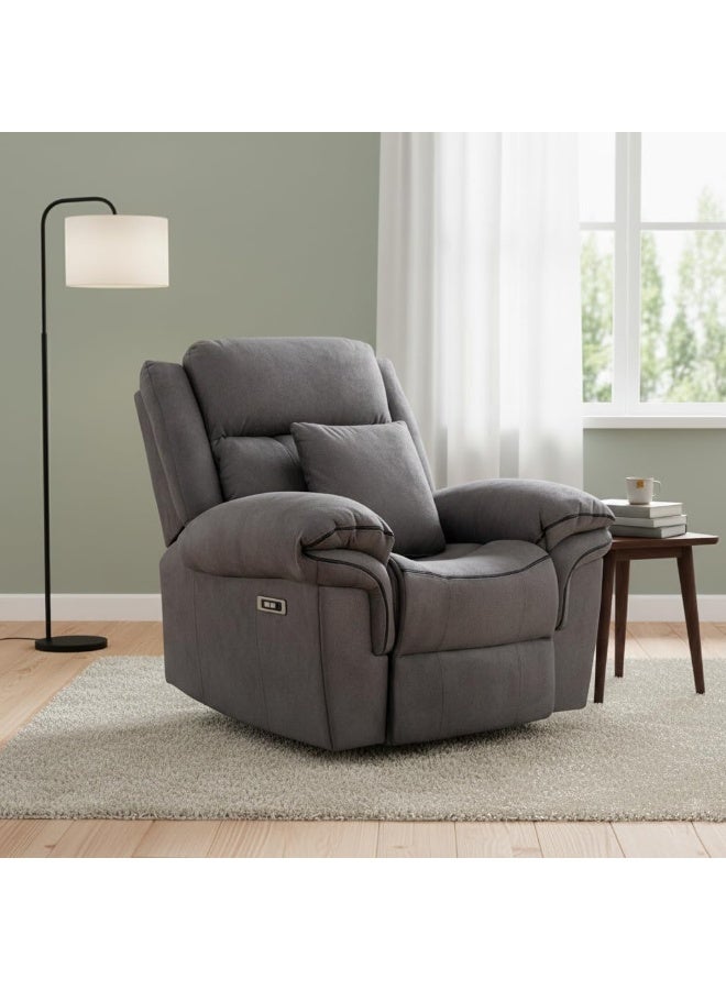 Multi Home Furniture Recliner Chair – Lazy Sofa Chair with Electric Reclining, Side Pocket, 360° Swivel Rocking Motion, Velvet Fabric Recliner Sofa Single Sofa Chair for Living Room, Bedroom (Grey) - Image 1