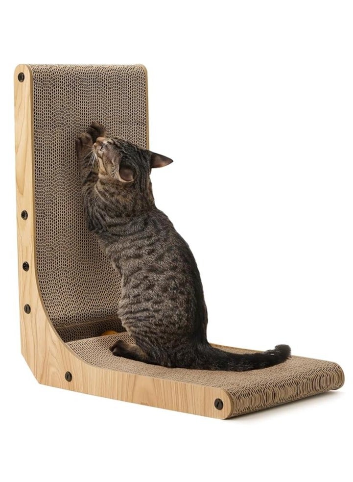 Arabest Cat Scratcher, 23.6 Inch L Shape Cat Scratch Pad Wall Mounted, Cat Scratching Cardboard with Ball Toy for Indoor Cats, Large Size - Image 1