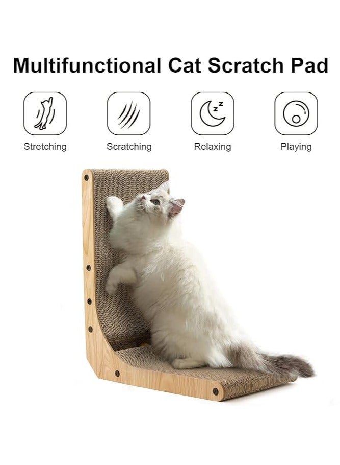 Arabest Cat Scratcher, 23.6 Inch L Shape Cat Scratch Pad Wall Mounted, Cat Scratching Cardboard with Ball Toy for Indoor Cats, Large Size - Image 2