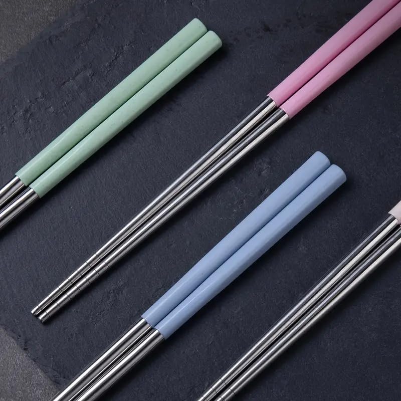 PUTHAK PUTHAK 2 Pairs of Reusable NonSlip Stainless Steel Chopsticks Dishwasher Safe Perfect Gift  - Image 5
