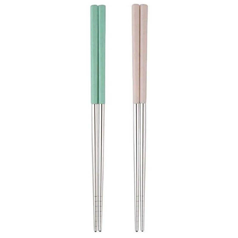 PUTHAK PUTHAK 2 Pairs of Reusable NonSlip Stainless Steel Chopsticks Dishwasher Safe Perfect Gift  - Image 1