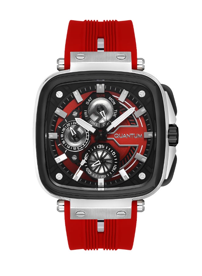 Quantum Men's Multifunction Display Watch With Red Silicone Strap - PWG1014.358  - Image 1