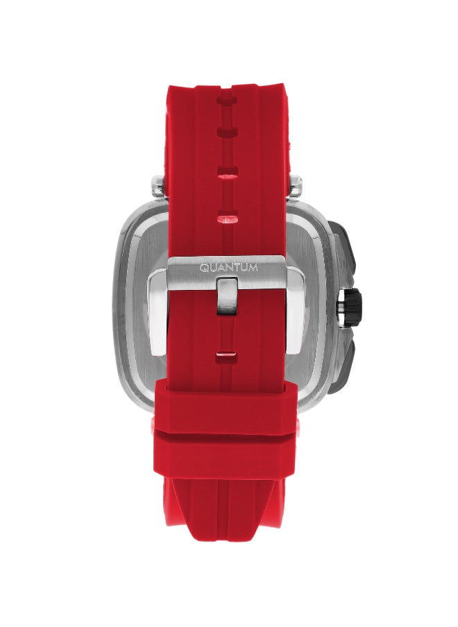 Quantum Men's Multifunction Display Watch With Red Silicone Strap - PWG1014.358  - Image 3
