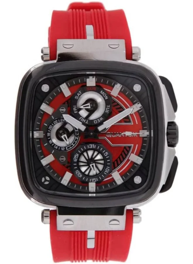 Quantum QUANTUM Men's Watch, Multifunction Display and Silicone Strap - PWG1014.358, Red