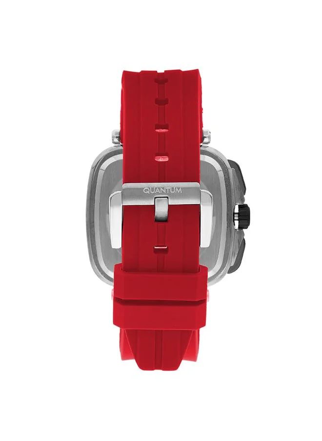 كوانتوم Quantum Men's Quartz Movement Watch, Multi Function Display and Silicon Strap Strap - PWG1014.358, Red