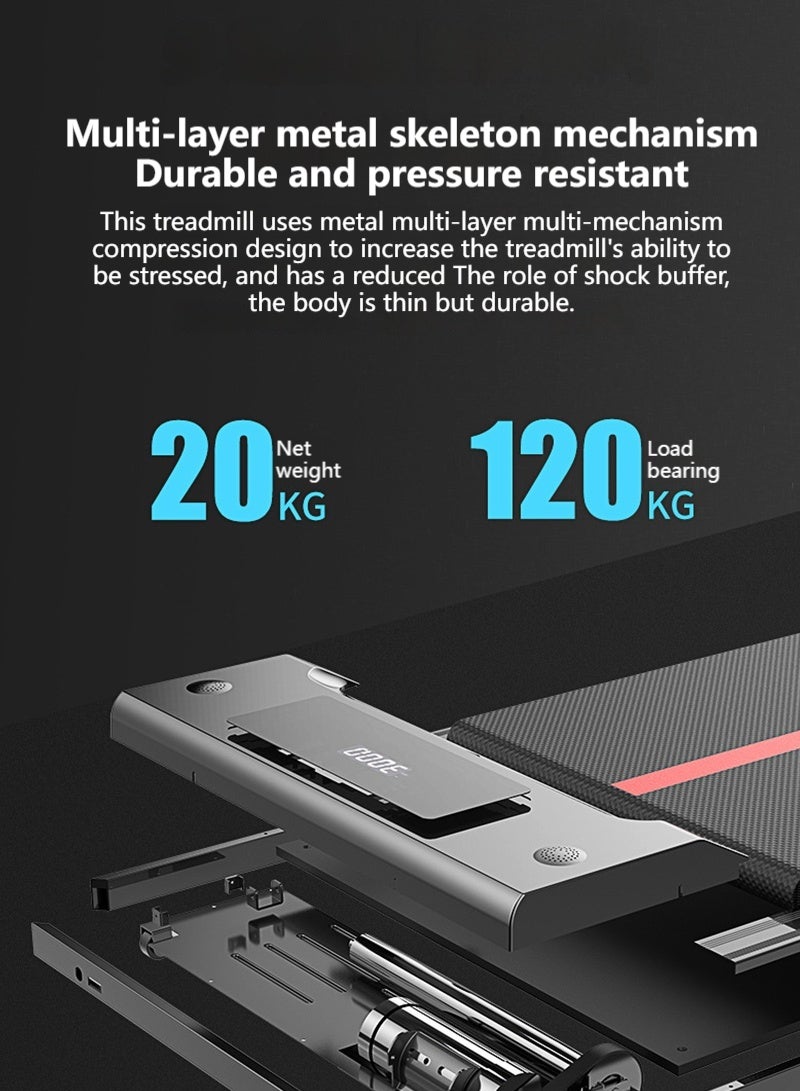 ETG 1-6KM/H Household Flat Electric Treadmill Easy to Store and Foldable 121*50*8CM, holds a weight of up to 120 kg  - Image 5