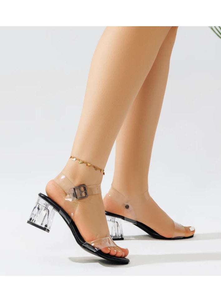Vbranda Transparent heel sandals-BLACK