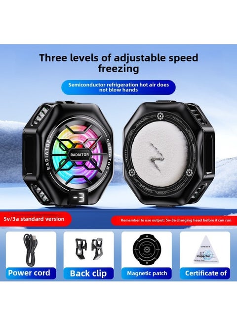 The X76 Mobile Phone Radiator Digital Display Three-gear Adjustment Semiconductor Frozen Refrigeration Hand Tour Live Fast Cooling-Color:Tl05b Standard Ice Style